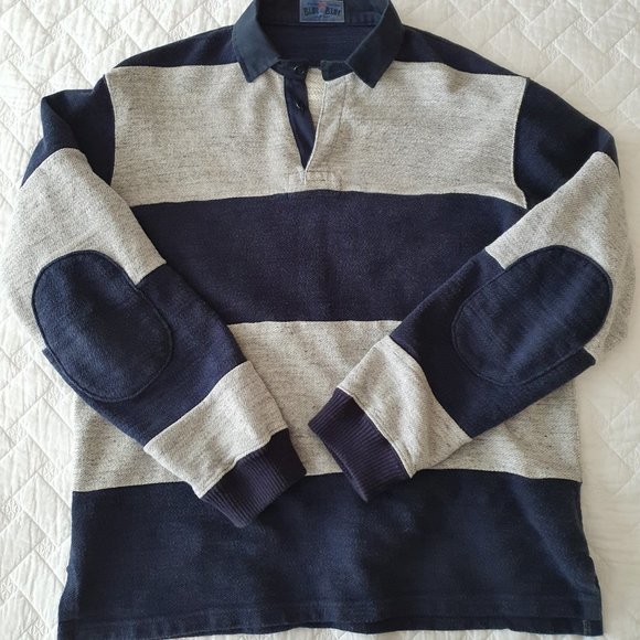 Blue Blue Japan Border Rugby Shirt - Grey & Navy - Picture 3 of 8